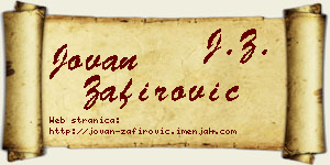 Jovan Zafirović vizit kartica